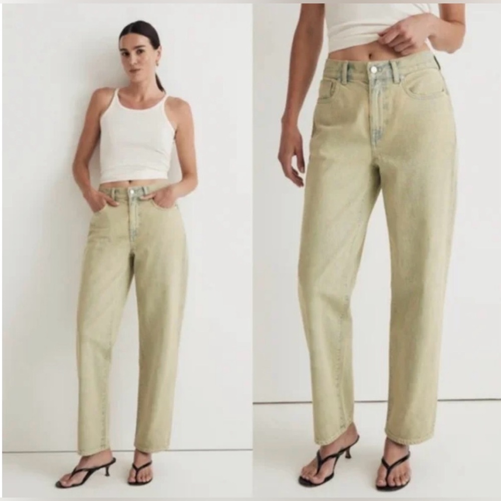 Madewell Women's yellow fade Jeans size 29 the dad Jean Pale Daffodil Acid Wash